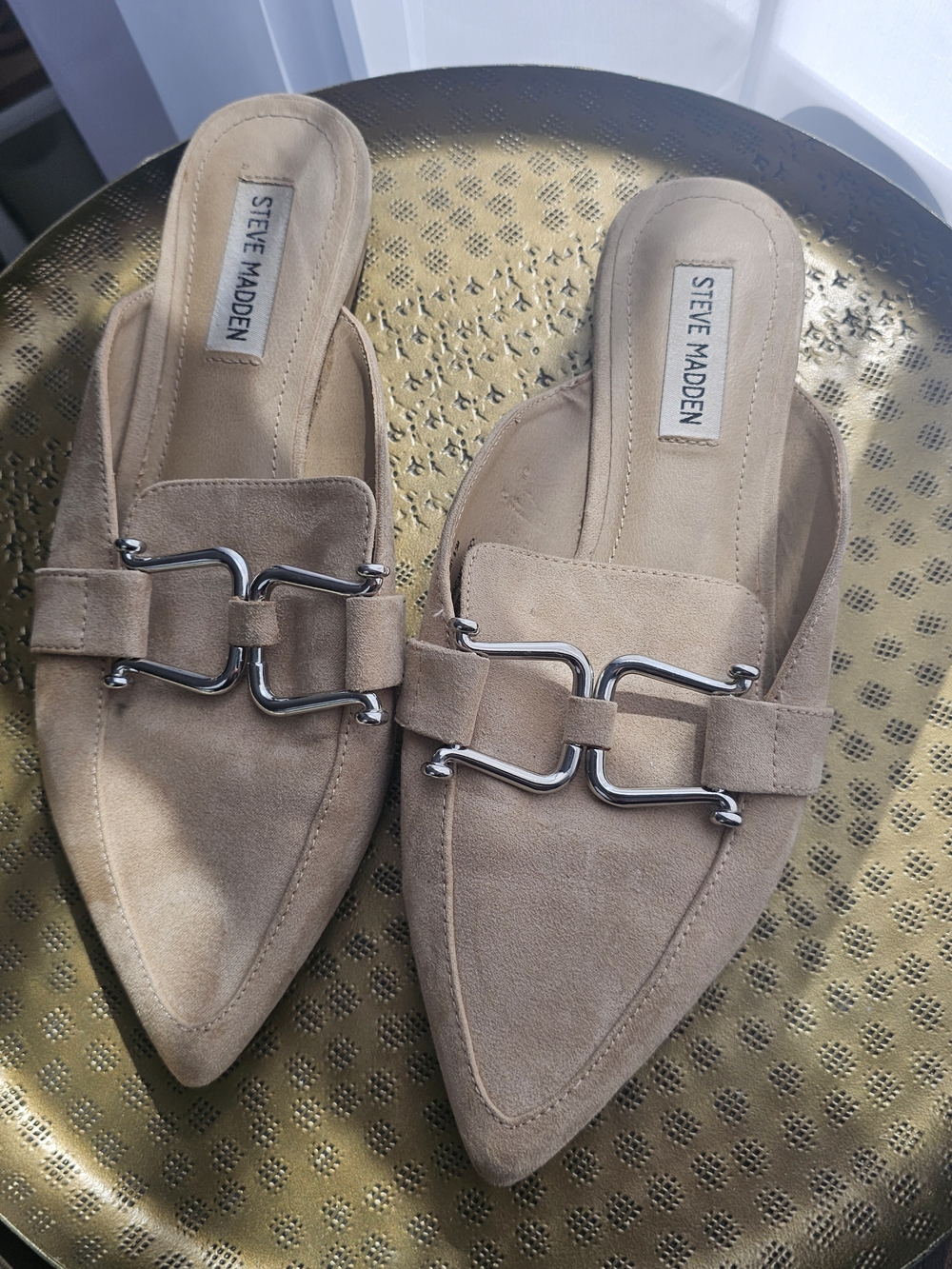 Steve Madden Women's Suede Pointed-Toe Slide - Taupe
